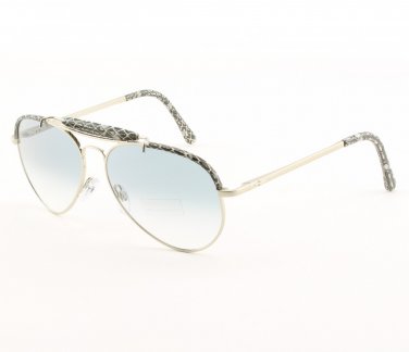 CESARE PACIOTTI Panarea Lux Aviator Sunglasses Silver Chrome, Blue Gradient Lens