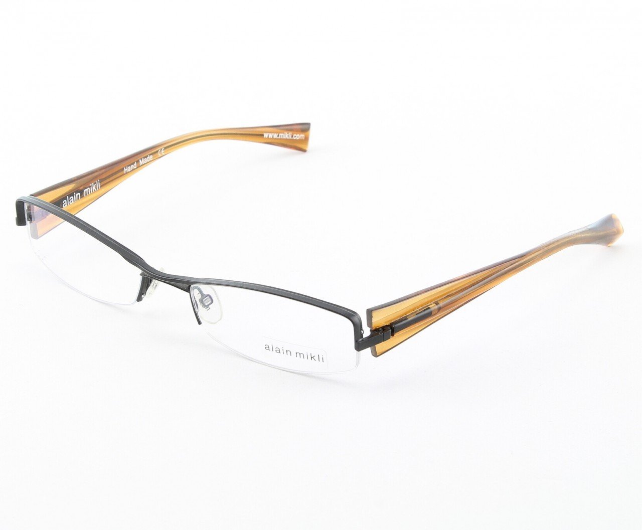 Alain Mikli Eyeglasses AL0656 Col. 12 Matte Black Metallic Frame with Clear Metallic Temples