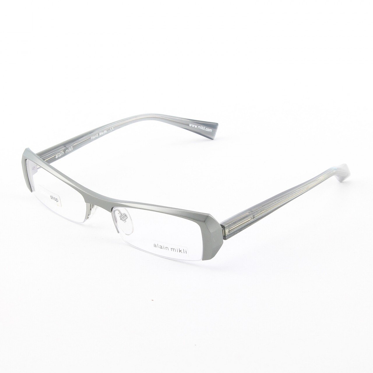 Alain Mikli Eyeglasses AL0613 Col. 18 Matte Silver Frame with Translucent Silver Temples