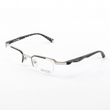 Alain Mikli Eyeglasses AL0556 Col. 8 Silver and Black Frame with Black Geometric Temples