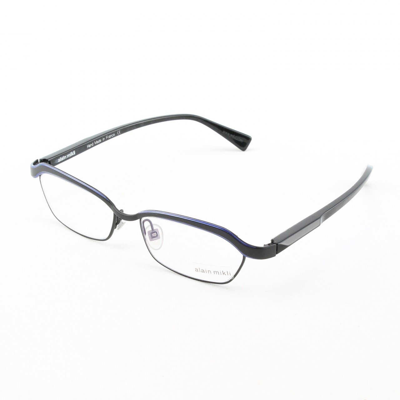 Alain Mikli Eyeglasses AL1022 Col. 4 Matte Black with Purple Marbelized Temples