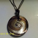 New Brown Corded Necklace~Large Glass Pendant~ $2 Ship