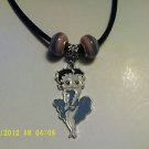 New Black Corded Euro Necklace~Blue Betty Charm~ $2 Ship