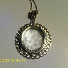 New Silver Necklace~Large Glass Pendant~ $2 Ship