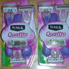 Lot of 2 Packs Schick Quattro Razors for Women  FREE SHIPPING~~~ #124