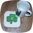 Shamrock Mug Rug Script Machine Embroidery Designs