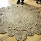 5 ft ( 152 cm ) Playful Round Rug by natural jute