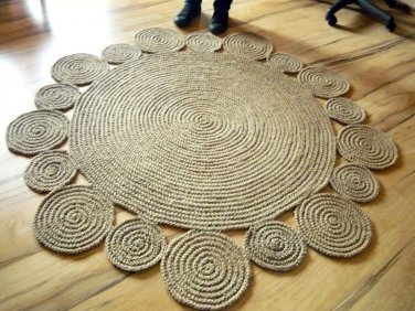 Ft 152 Cm Playful Round Rug By Natural Jute 5 Ft 152 Cm Playful Round Rug By Natural Jute