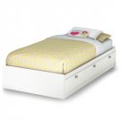 Twin Size Platform Day Bed with 3 Drawers in White Finish