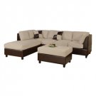 3-Piece Faux Leather Sectional Sofa Set in Mushroom