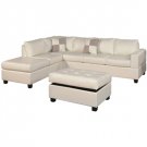 3-Piece Reversible Bonded Leather Match Sofa Set in Cream