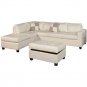 3-Piece Reversible Bonded Leather Match Sofa Set in Cream