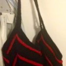 "Black Cherry" - Black and Red Semi-Solid Granny Square Bag