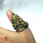 BRASS LORD VISHNU RIDDING GARUDA NAGA OVER HEAD RING FIGURE BLESSING GOOD LIFE