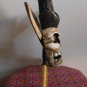 THE WOODEN PIRATE SKULL CARVED MASK SCULPTURE ART HOME DECOR WALL HANGING