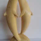 PAIR DOLPHIN SEA WOODEN HAND CARVED HOME DECOR MARINE ANIMAL STATUE FIGURINE