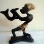 HANDMADE CARVED WOODEN OLD BALINESE ABORIGINAL MAN PLAYING SAXOPHONE FROM BALI