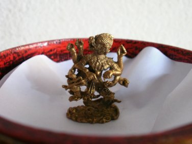 Mini Brass Hindu Hanuman King Monkey Statue Pendant Blessing Great life Good Luck Life Power