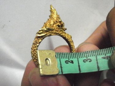 Thai Holy Brass Ring Statue Hindu Naga Great Snake Good Luck Good Life