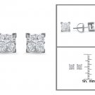14k Gold 1 ctw Princess-cut Diamond Invisible-Set Stud Earrings (I-J, I2)