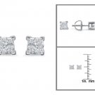 14k Gold 1/2 ctw Princess-cut Diamond Invisible-Set Stud Earrings (I-J, I2)