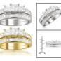 14k White or Yellow Gold 2 ctw Princess-cut 3-Stone Diamond Bridal Set Ring