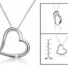 White Gold Plated Sterling Silver Princess-cut 1/10 ctw Diamond Heart Pendant