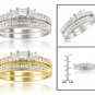 14k White or Yellow Gold 1 ctw Princess-cut 3-Stone Diamond Bridal Set Ring