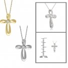 10k White or Yellow Gold Princess-cut 1/15 ctw Diamond Cross Pendant Necklace