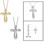 10k White or Yellow Gold Princess-cut 1/15 ctw Diamond Cross Pendant Necklace