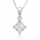 14K Gold 1/4 ct Princess-cut Diamond Invisible-Set Pendant Necklace (H-I, I1-I2)