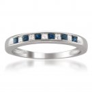 14k White Gold 1/3 ctw Princess-cut Diamond & Sapphire Wedding Band (H-I, I1-I2)