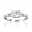 14k White Gold 3/4 ctw Princess-cut & Round Diamond Invisible-Set Engagement Ring