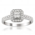 14k White Gold 1/3 ctw Princess-cut & Round Diamond Halo Engagement Ring (H-I, I1-I2)