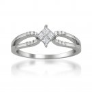 14k White Gold 1/4 ctw Princess-cut & Round Diamond Engagement Ring (H-I, I1-I2)