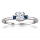 14k White Gold Princess-cut Diamond & Sapphire Engagement Ring (1/4 cttw, G-H, I1-I2)