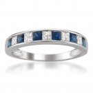 14k White Gold 5/8 ctw Princess-cut Diamond & Sapphire Wedding Band (H-I, I1-I2)