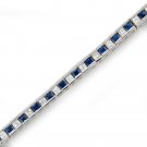14k White Gold 3 1/2 ctw IGL Certified Diamond & Sapphire Tennis Bracelet (H-I, I1-I2)