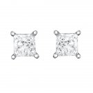 14k White Gold 1/2 ctw Princess-cut Diamond Stud Earrings (I-J, I2)
