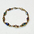 Blue and Bronze Beaded Bracelet