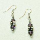 Purple Crystal and Metal Bead Earrings #2949