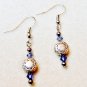 Blue Crystal and Silver Beaded Earrings #2862