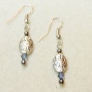 Blue Crystal and Silver Beaded Earrings #2874