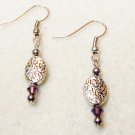 Purple Crystal and Silver Beaded Earrings #2879