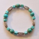 6" Turquoise and Silver Stretch Bracelet #3059