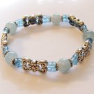 8" Frost Blue and Silver Stretch Bracelet #3063
