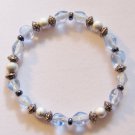 7" Pale Blue and Silver Stretch Bracelet #3065