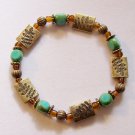 7" Jade and Bronze Stretch Bracelet #3069