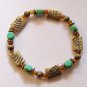 7" Jade and Bronze Stretch Bracelet #3069