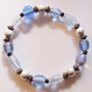 7" Pale Blue and Silver Stretch Bracelet #3073